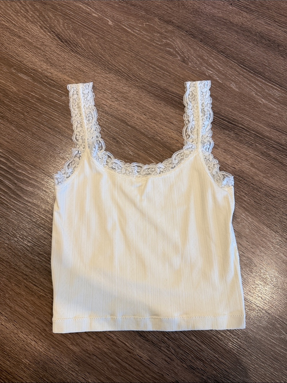White Lace-Trim Tank Top